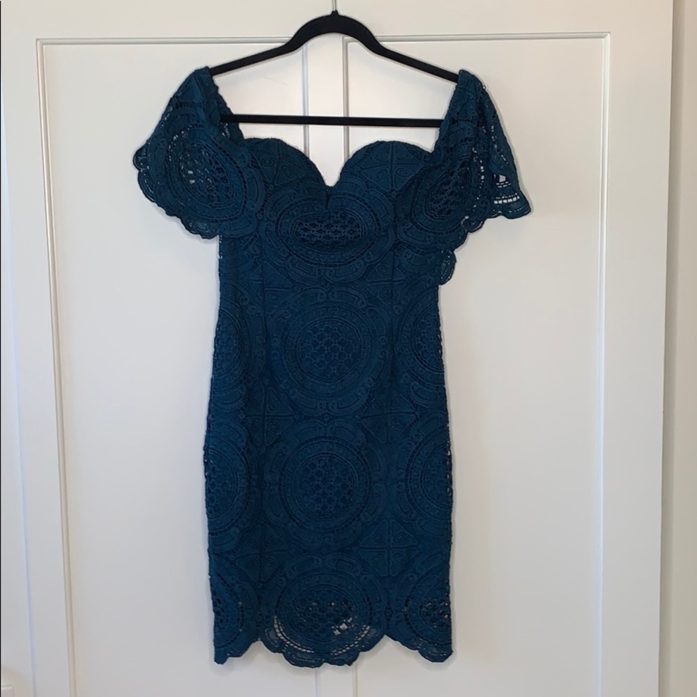 Dark turquoise lace dress